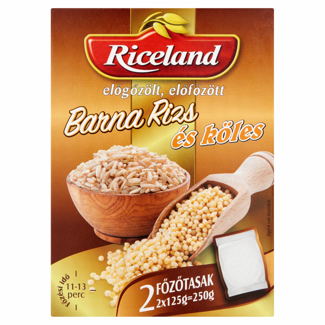 Képek - Riceland előgőzölt, előfőzött Barna rizs és Köles 2 x 125 g