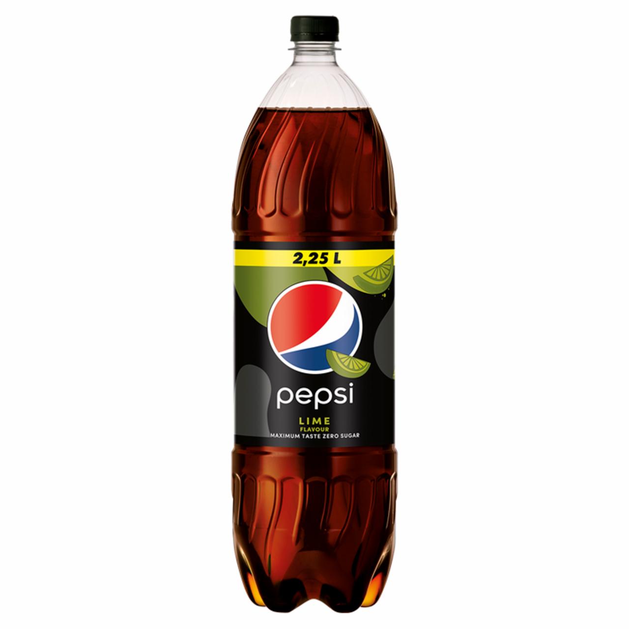 Képek - Pepsi Lime colaízű energiamentes szénsavas üdítőital édesítőszerekkel lime ízesítéssel 2,25 l