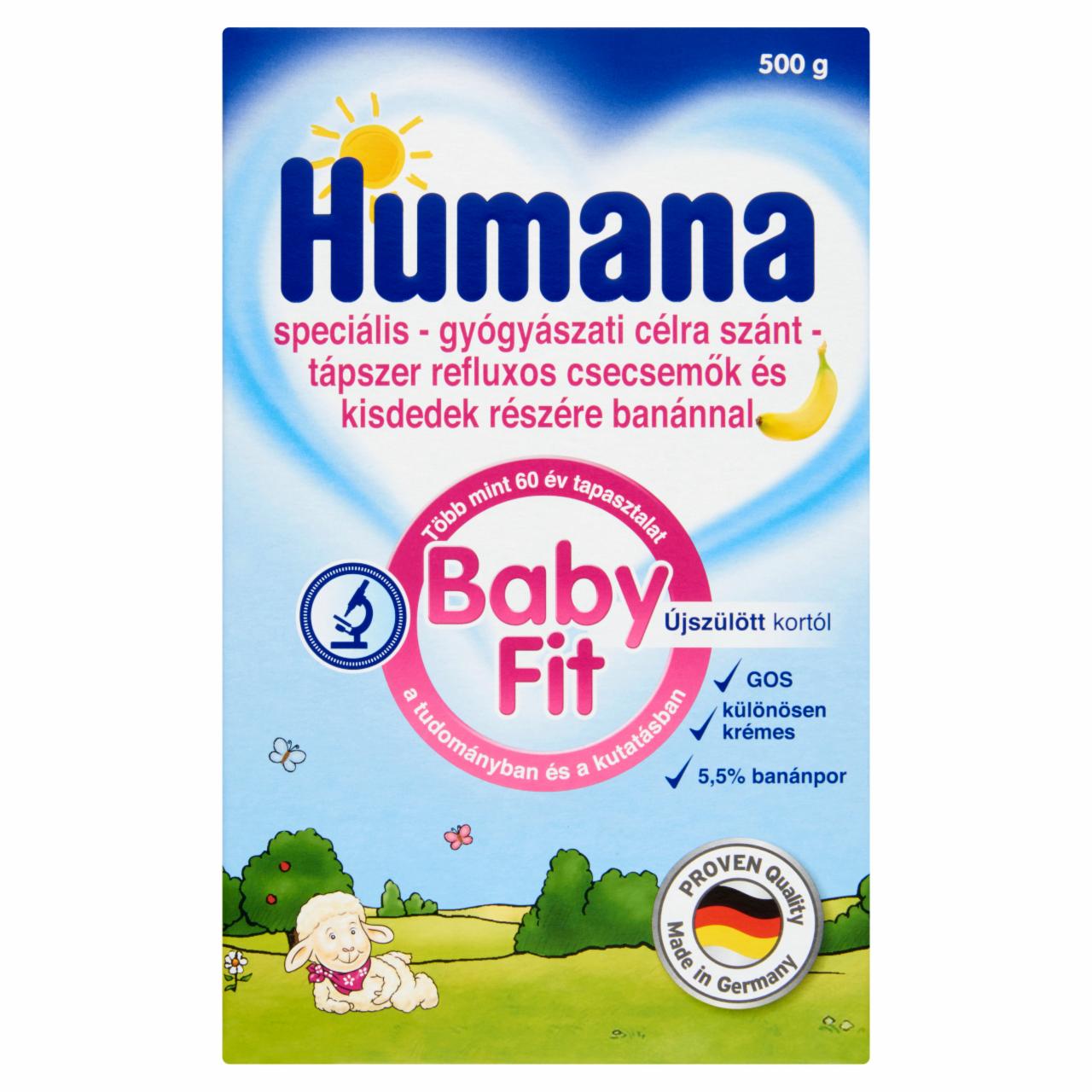 Képek - Humana Baby Fit speciális tápszer refluxos csecsemők és kisdedek részére banánnal 500 g