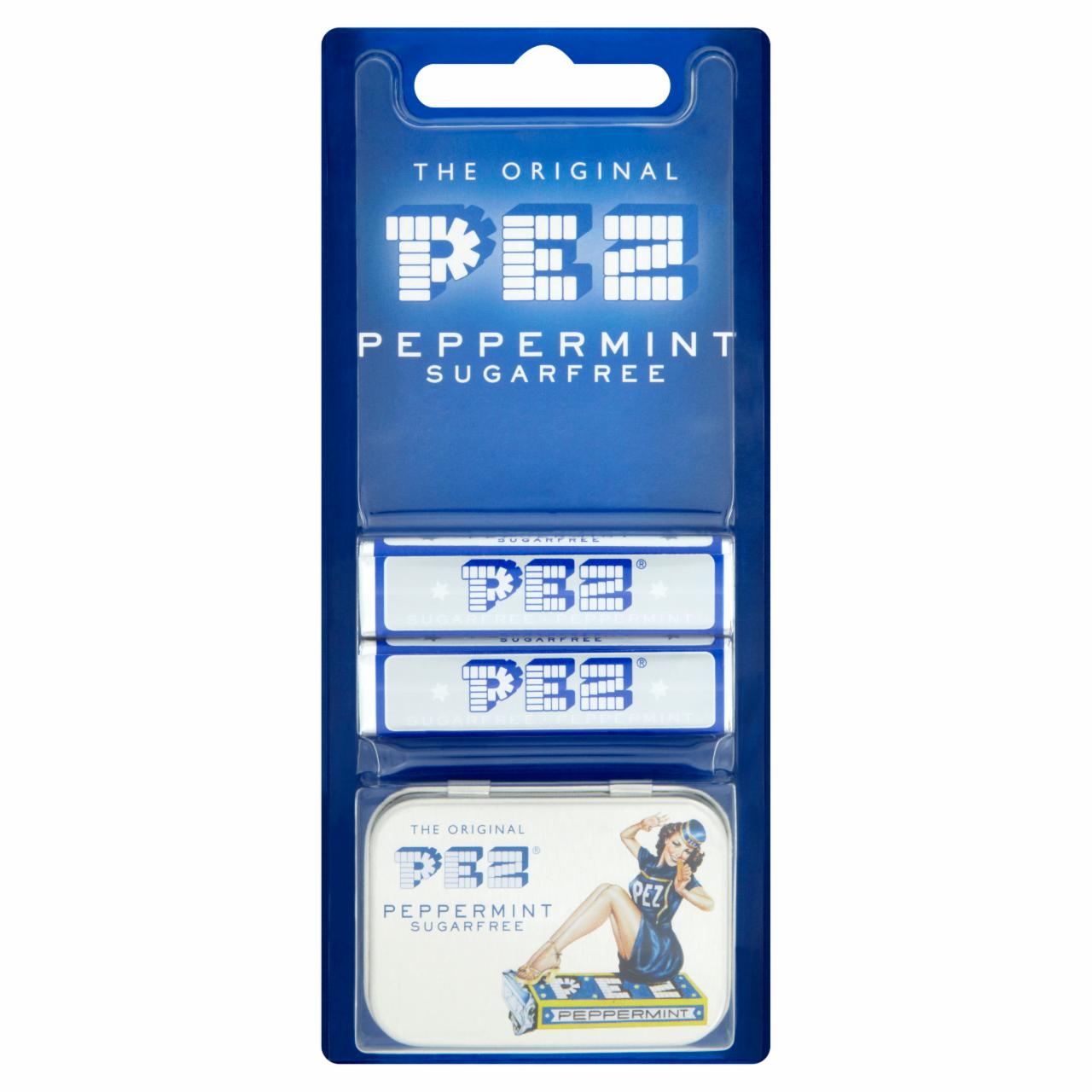 Képek - Pez borsmenta ízű cukormentes töltetlen keménycukorka édesítőszerrel 2 x 8 g