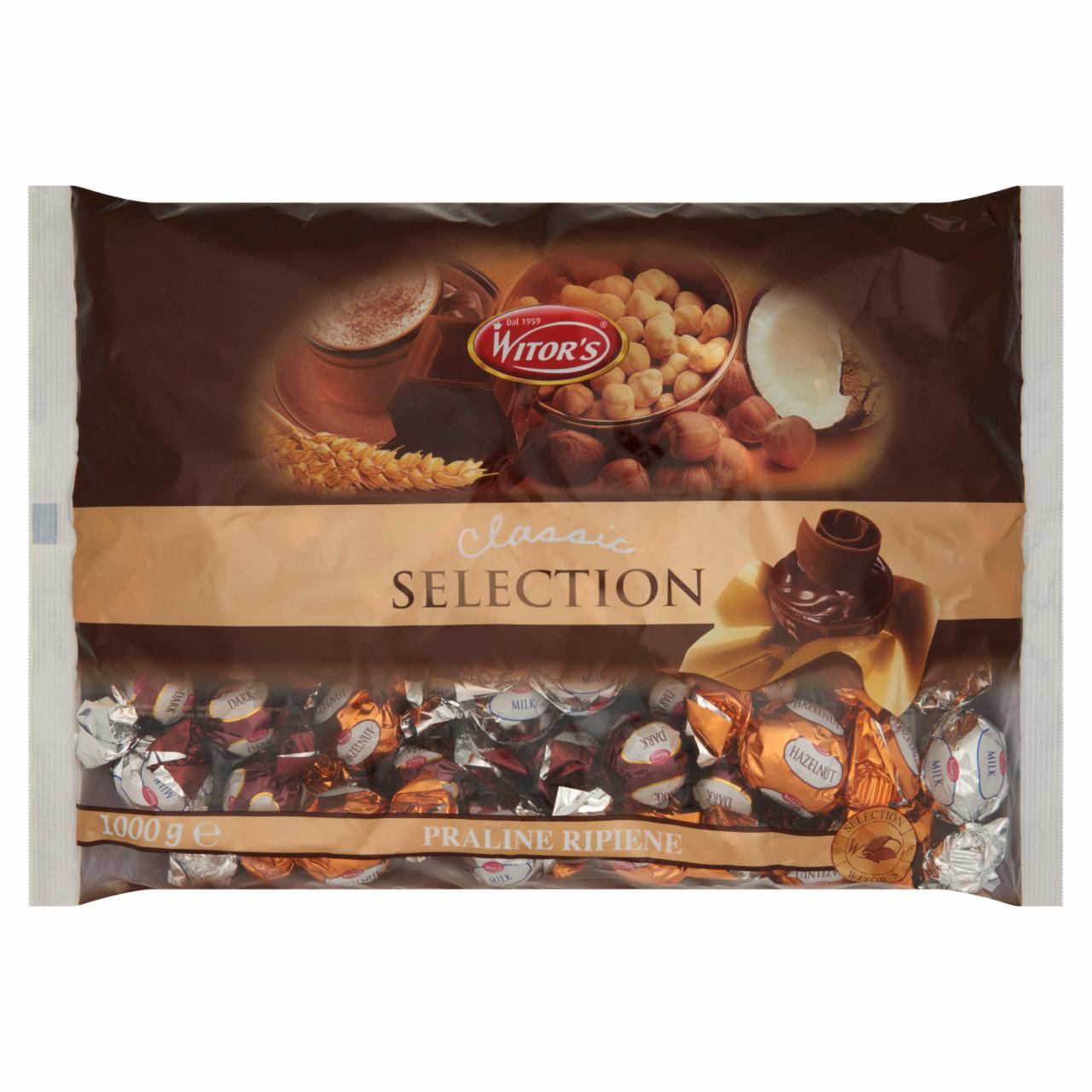 Képek - Witor's Classic Selection vegyes tejcsokoládé és étcsokoládé praliné ropogós gabonával töltve 1000 g