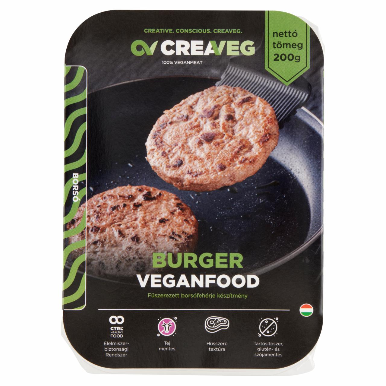 Képek - Creaveg Veganfood Burger fűszerezett borsófehérje készítmény 200 g