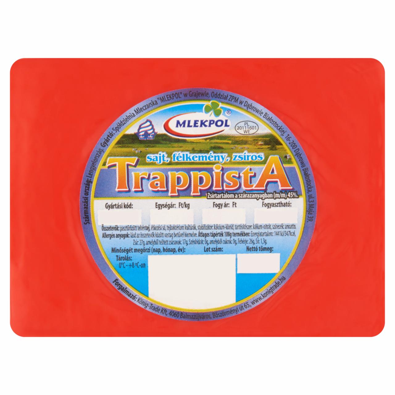 Képek - Mlekpol félkemény, zsíros trappista sajt