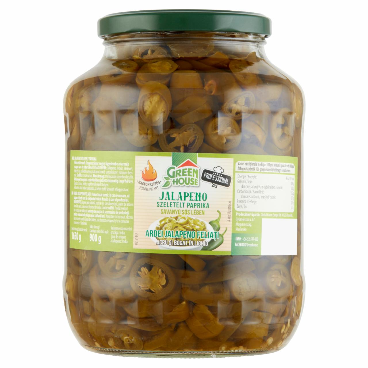 Képek - Green House jalapeno szeletelt paprika savanyú sós lében 1650 g