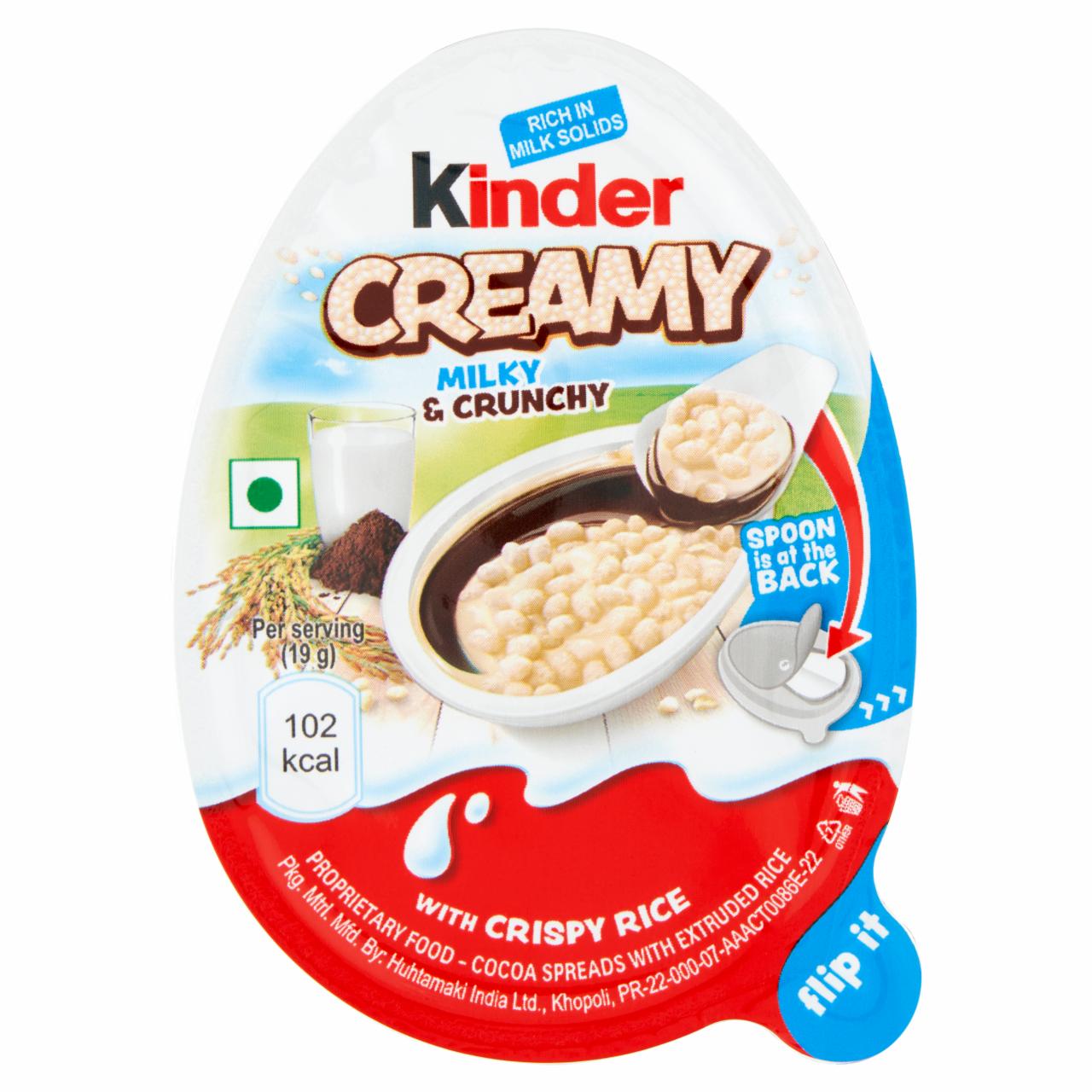 Képek - Kinder Creamy Milky & Crunchy kakaós krém puffasztott rizzsel 19 g