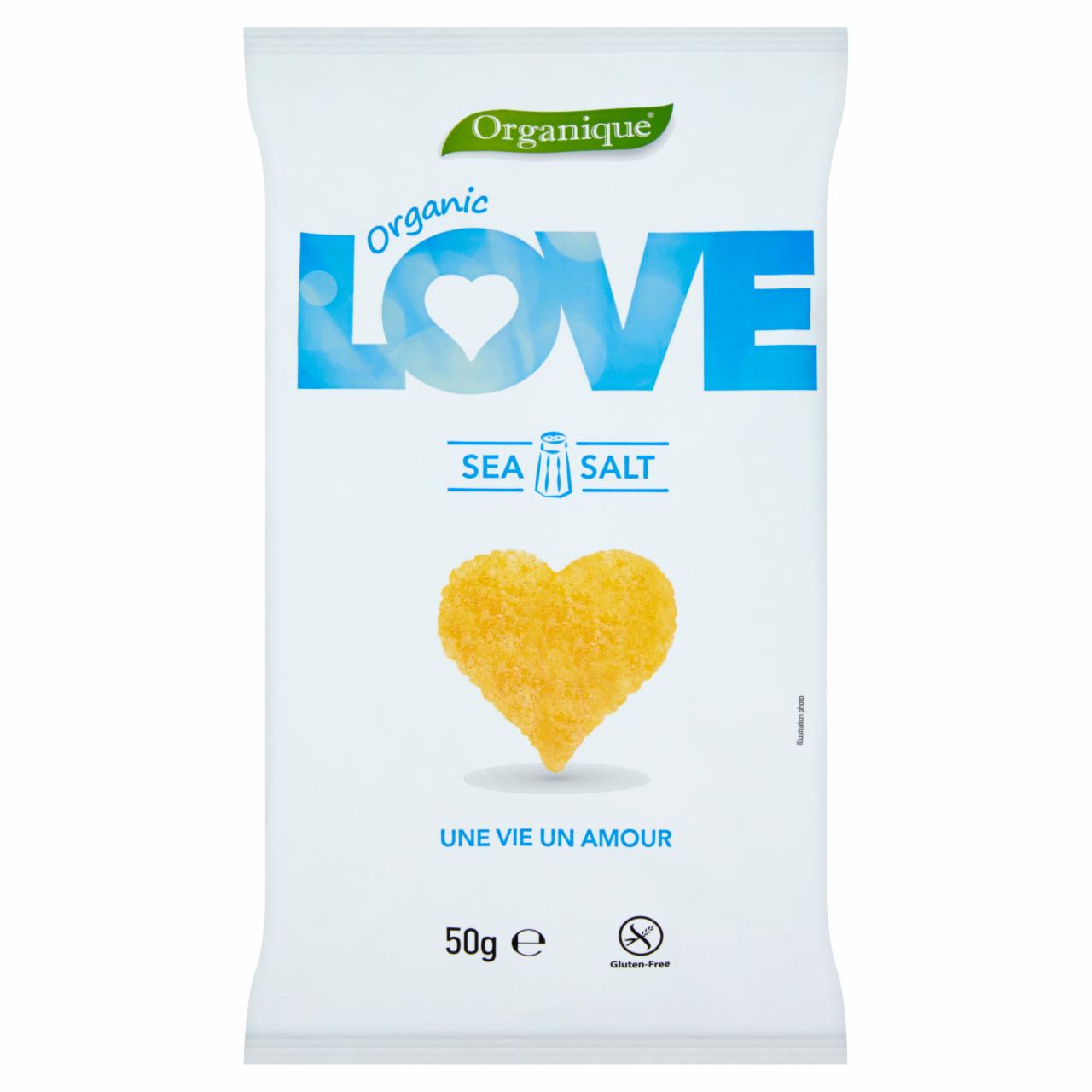 Képek - Organique Organic Love gluténmentes tengeri sós ízesítésű extrudált kukoricás BIO snack 50 g