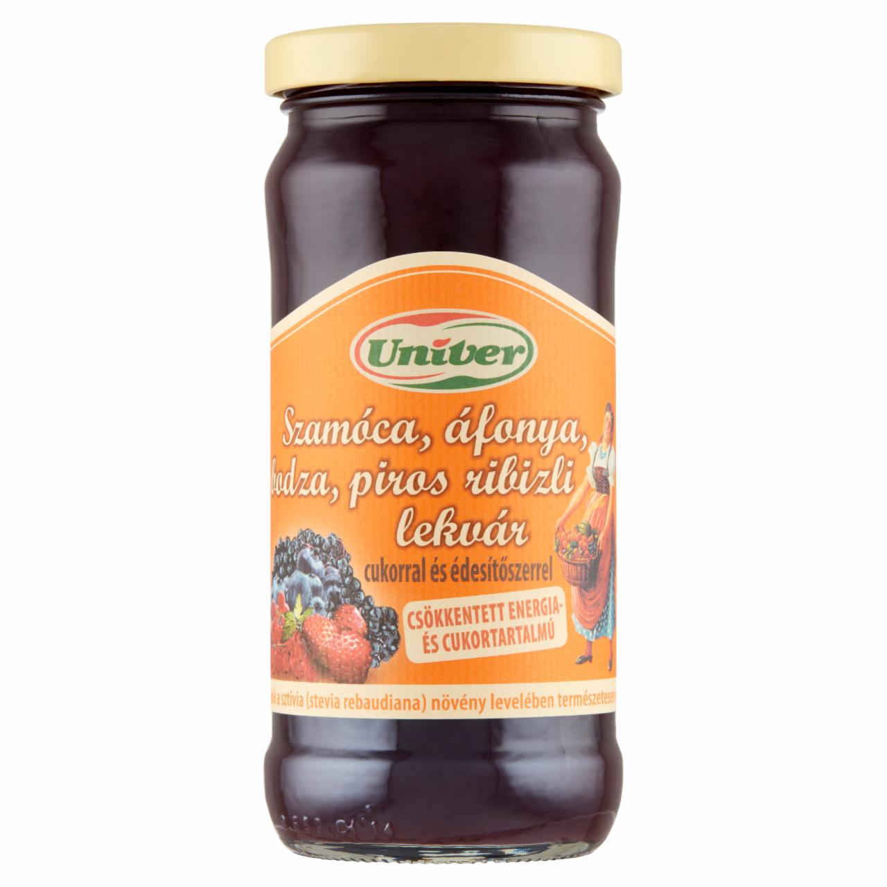 Képek - Univer szamóca, áfonya, bodza, piros ribizli lekvár cukorral és édesítőszerrel 280 g