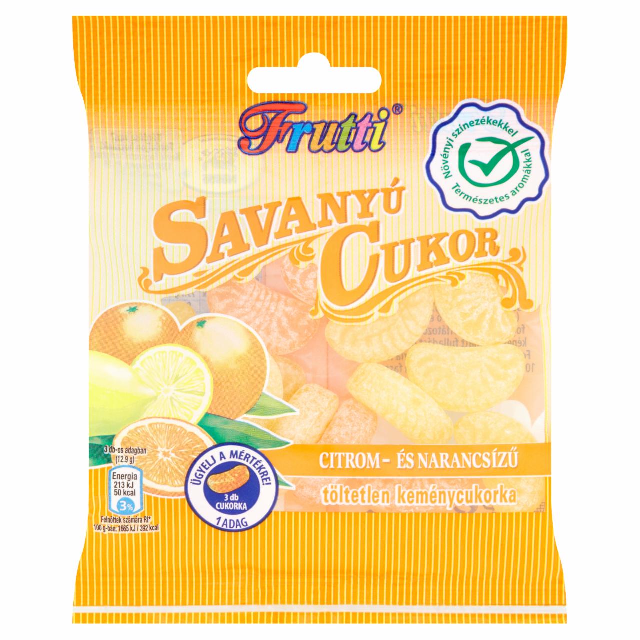 Képek - Frutti Savanyú Cukor citrom- és narancsízű töltetlen keménycukorka 70 g