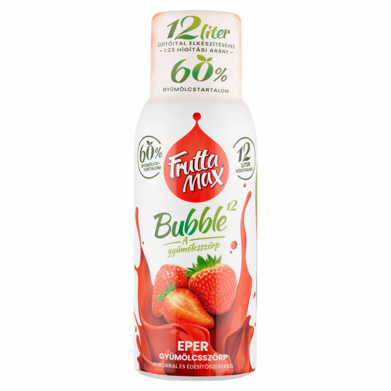 Képek - FruttaMax Bubble¹² eper gyümölcsszörp cukorral és édesítőszerekkel 500 ml 