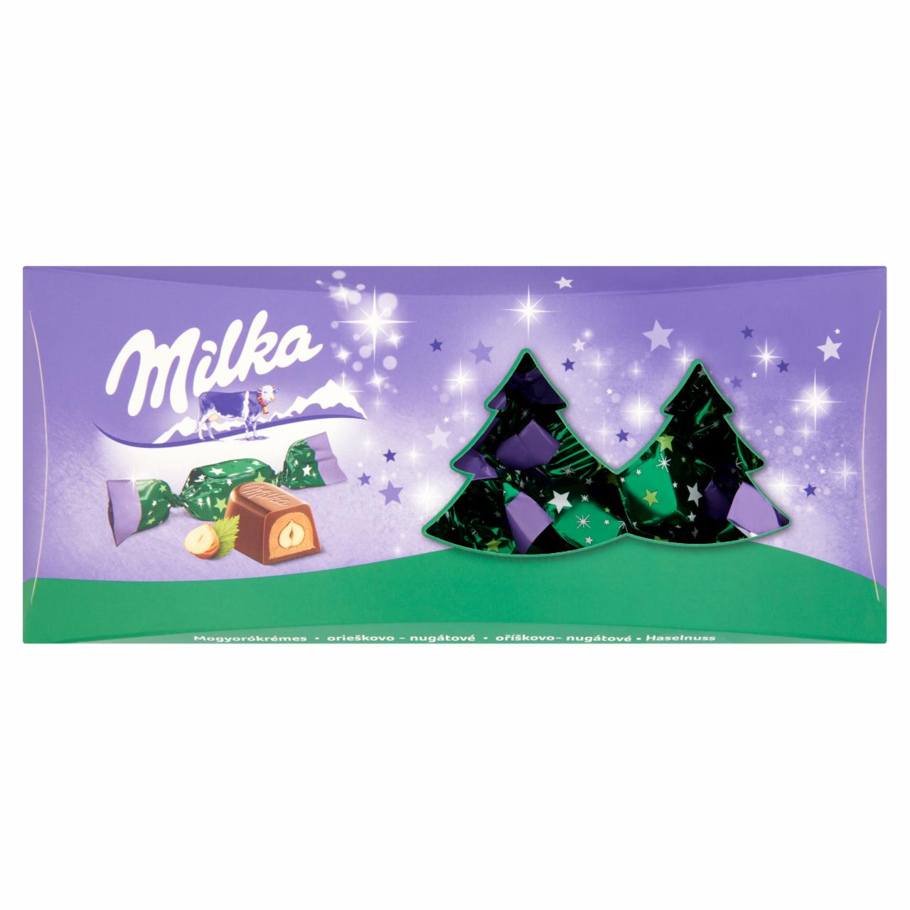 Képek - Milka alpesi tejcsokoládé szaloncukor mogyorós krémtöltelékkel és egész mogyoróval 350 g