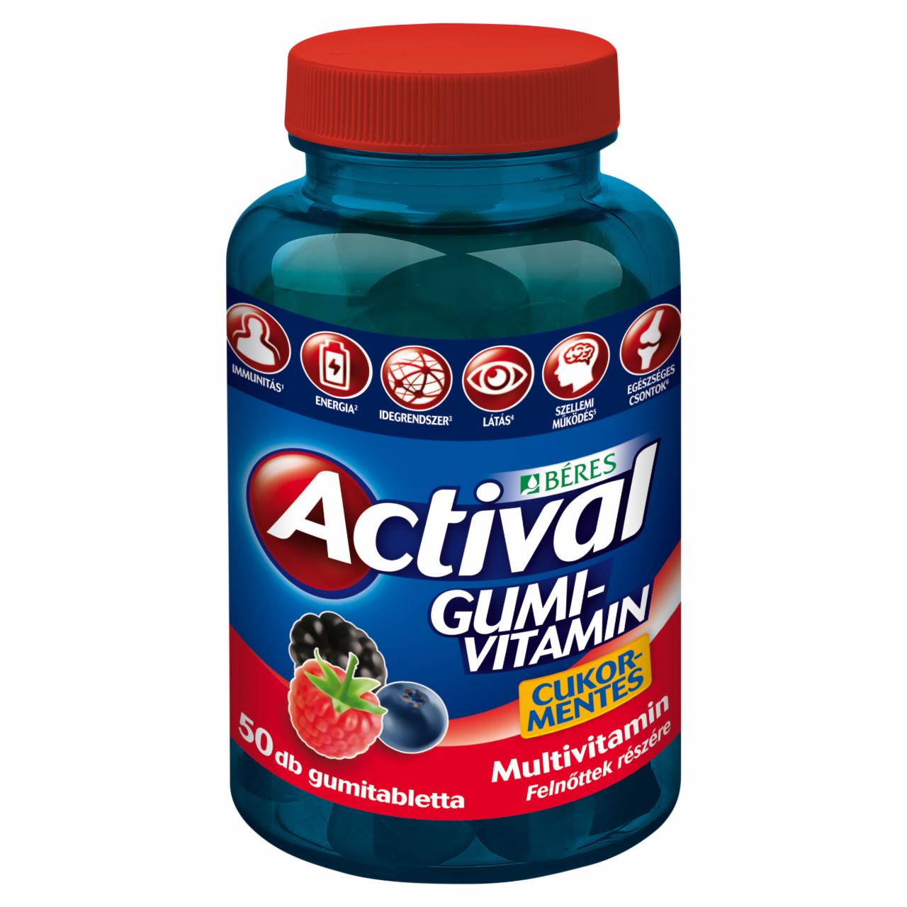 Képek - Béres Actival Gumivitamin Multivitamcukormentes gumitabletta étrend-kiegészítő 50 x 3 g