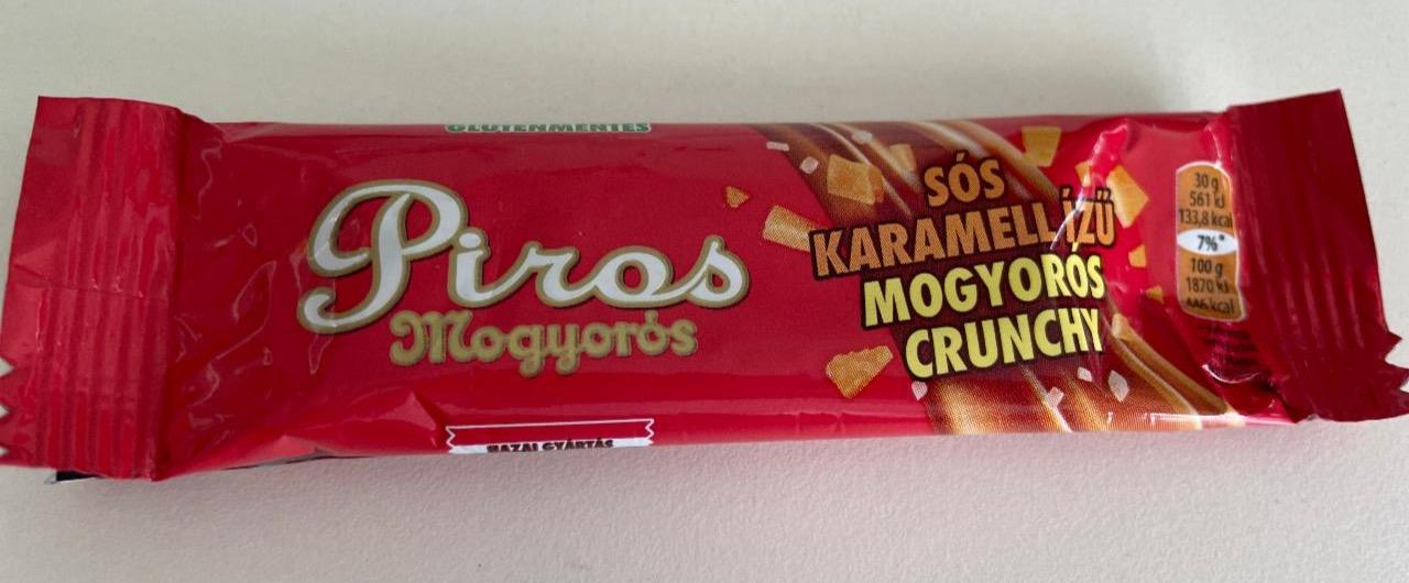 Képek - Piros Mogyorós étcsokoládéval mártott sós karamell ízű szelet mogyorós crunchyval 30 g