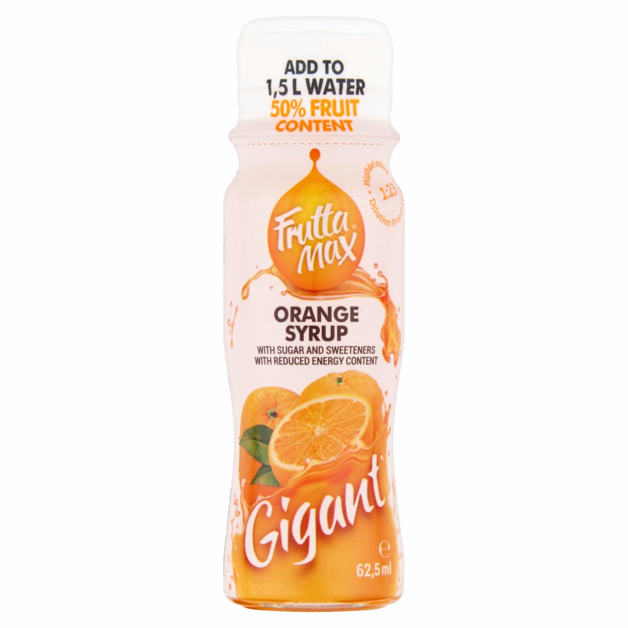 Képek - FruttaMax Gigant narancs gyümölcsszörp csökkentett energiatartalommal 62,5 ml