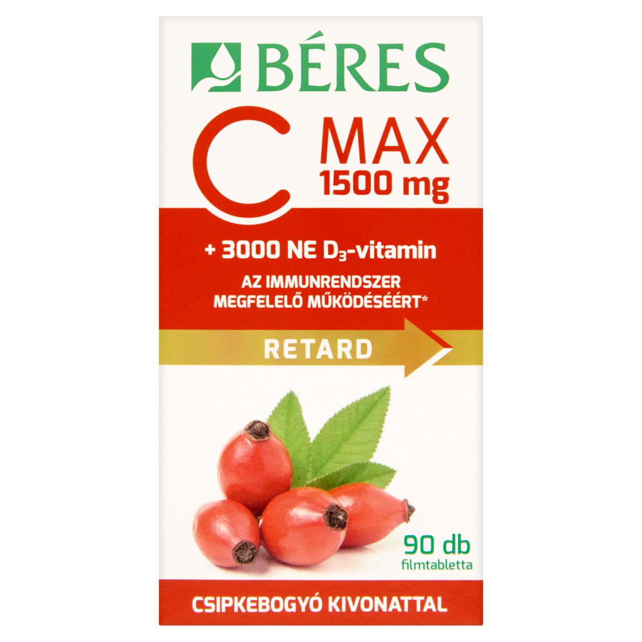 Képek - Béres C-vitamin 1500 mg retard filmtabletta csipkebogyó kivonattal 90 db 179 g