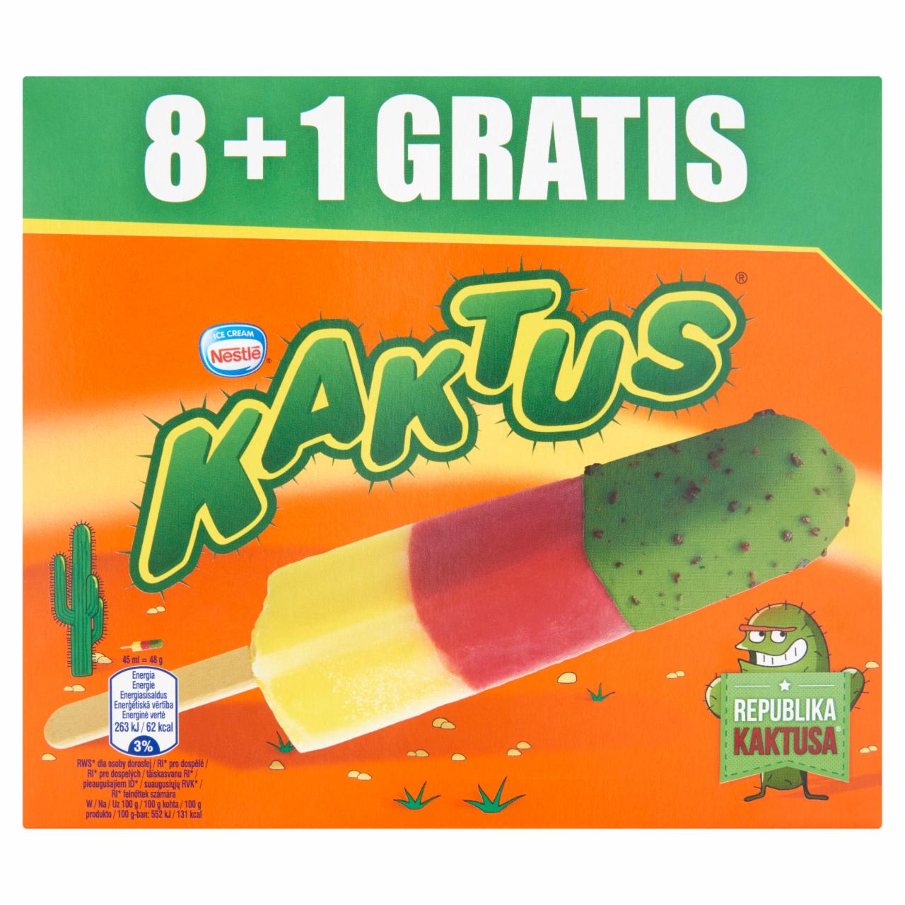 Képek - Kaktus citrom ízű vizes jégkrém és eper szorbé zöld bevonattal 9 db 405 ml