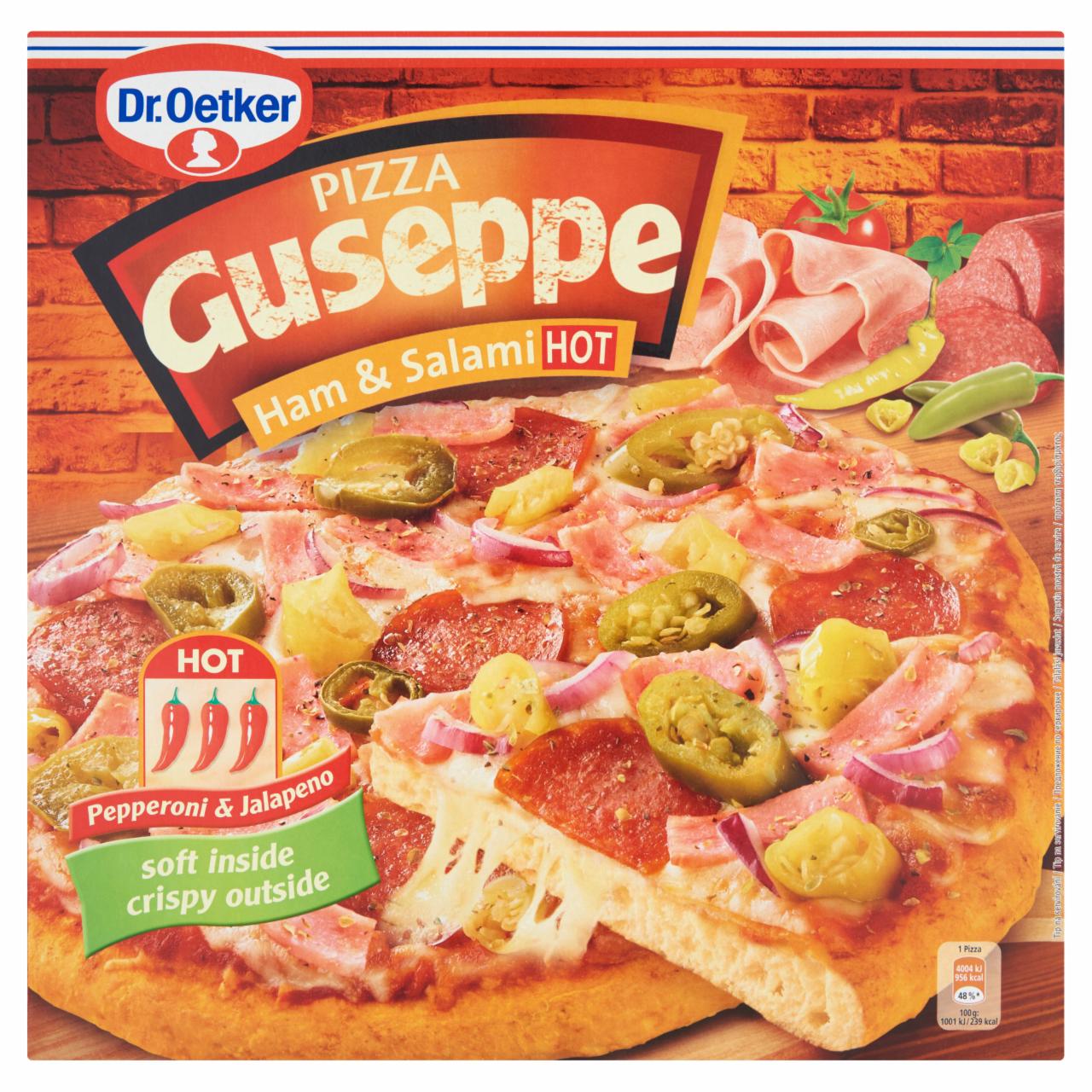 Képek - Dr. Oetker Guseppe gyorsfagyasztott sonkás-csípős-szalámis pizza 400 g