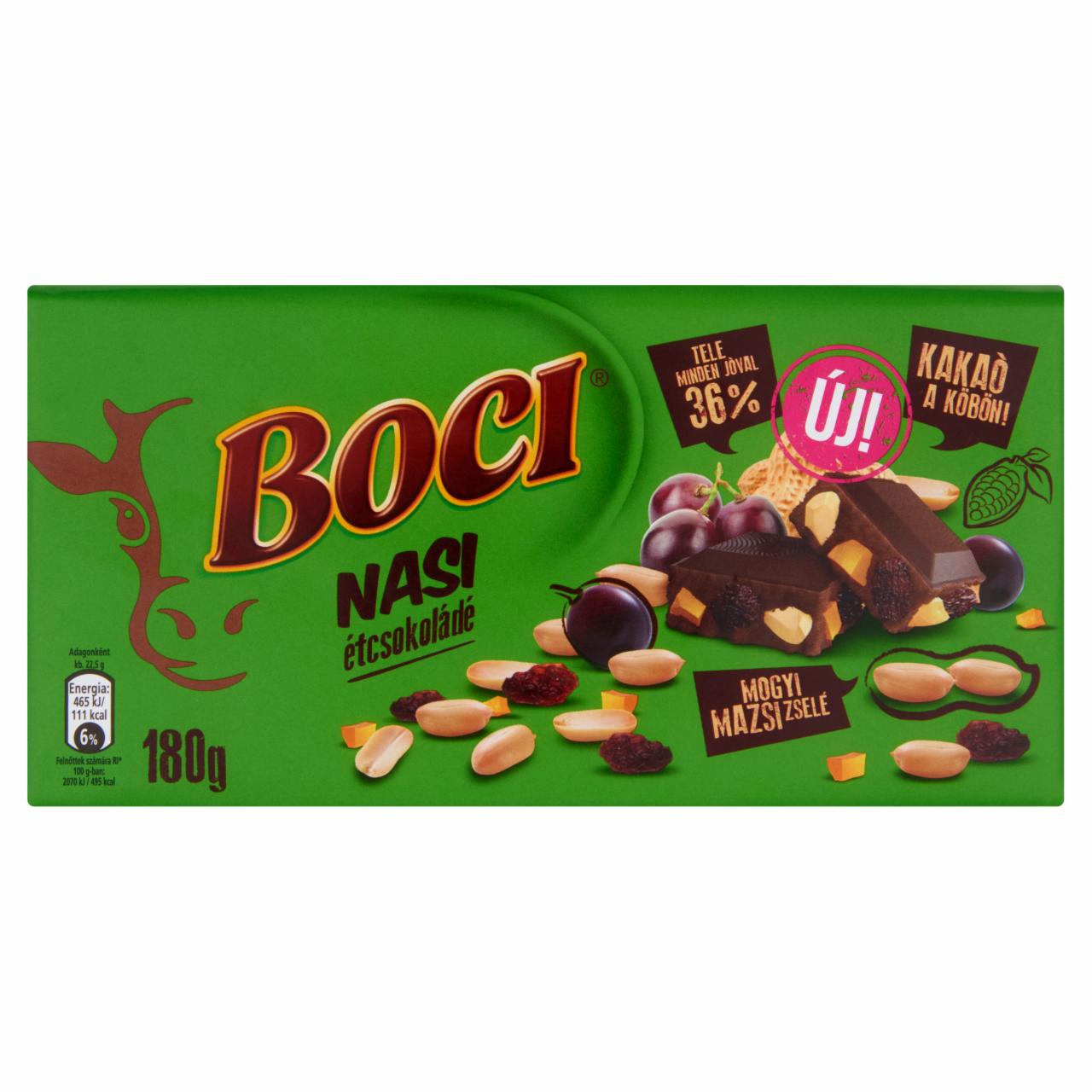 Képek - Boci Nasi étcsokoládé földimogyoróval, mazsolával és zselével 180 g