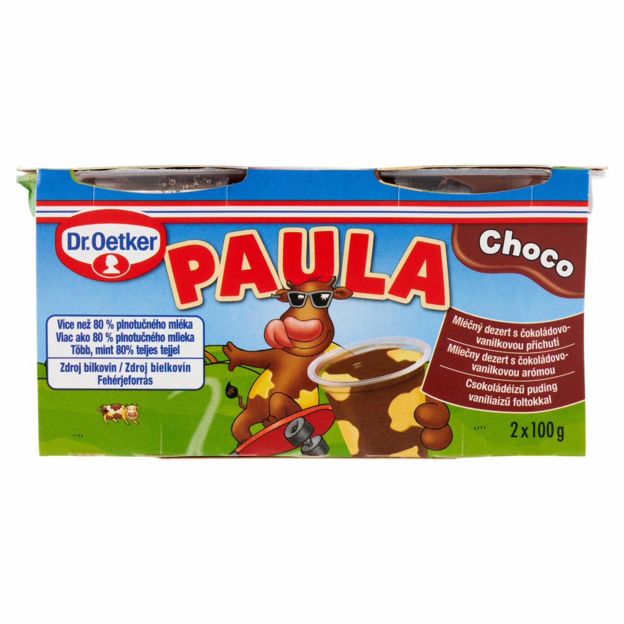 Képek - Dr. Oetker Paula csokoládéízű puding vaníliaízű foltokkal 2 x 100 g (200 g)