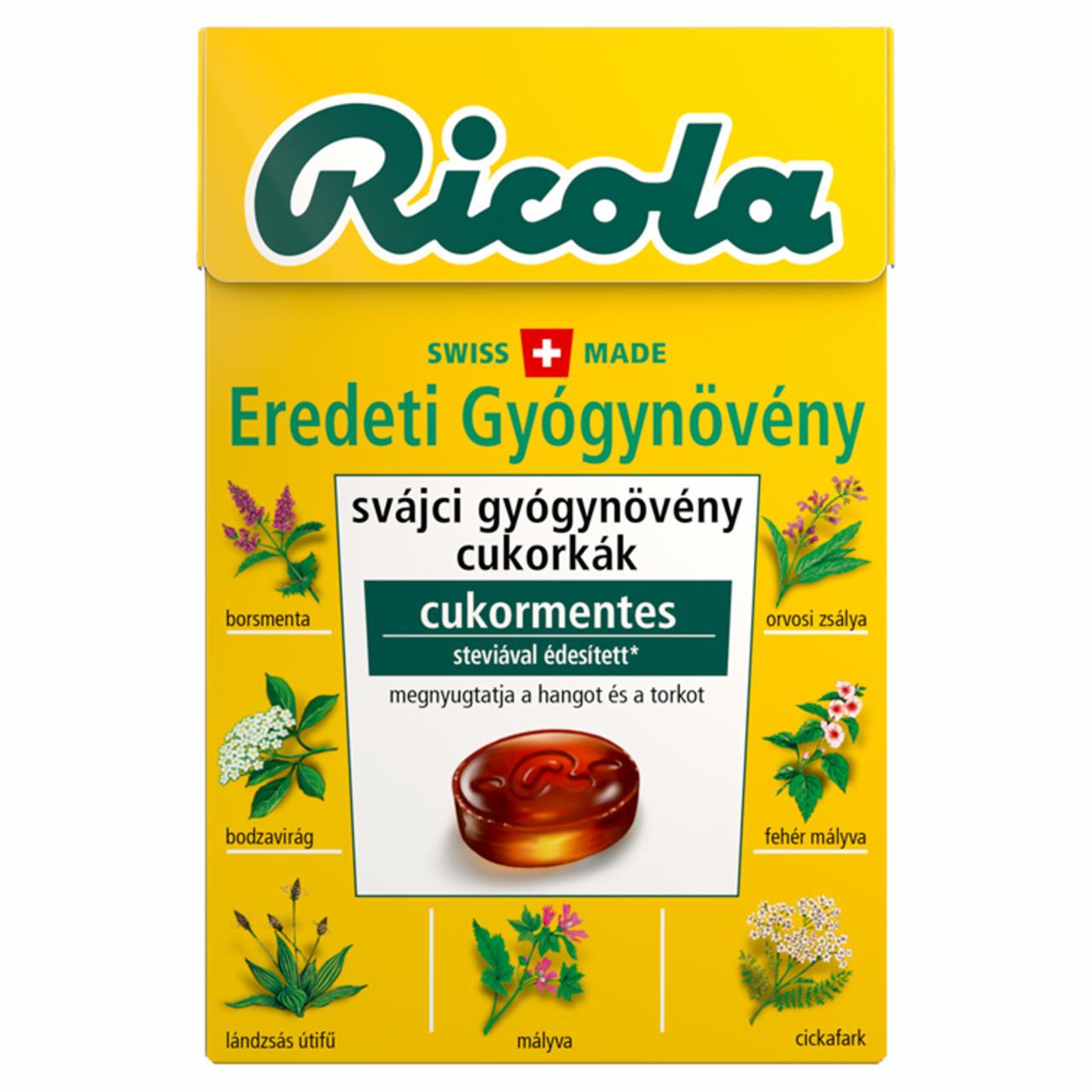 Képek - Ricola Eredeti Gyógynövény cukormentes svájci gyógynövény cukorkák édesítőszerekkel 40 g