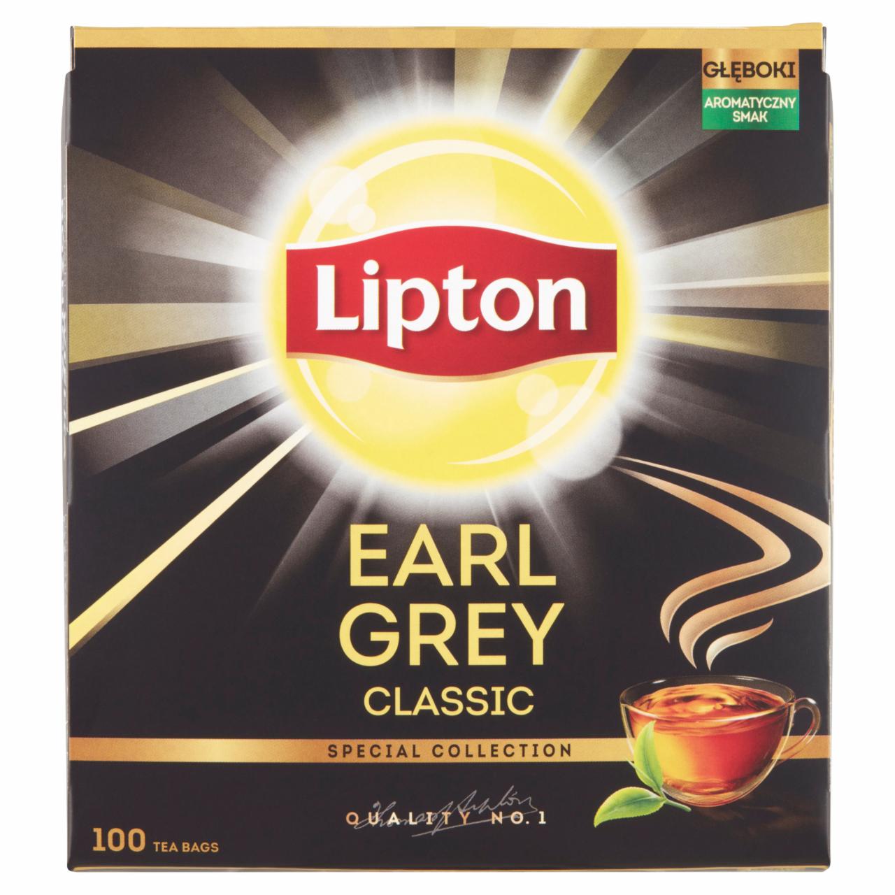 Képek - Lipton Earl Grey Classic bergamott ízesítésű fekete tea 100 filter 150 g