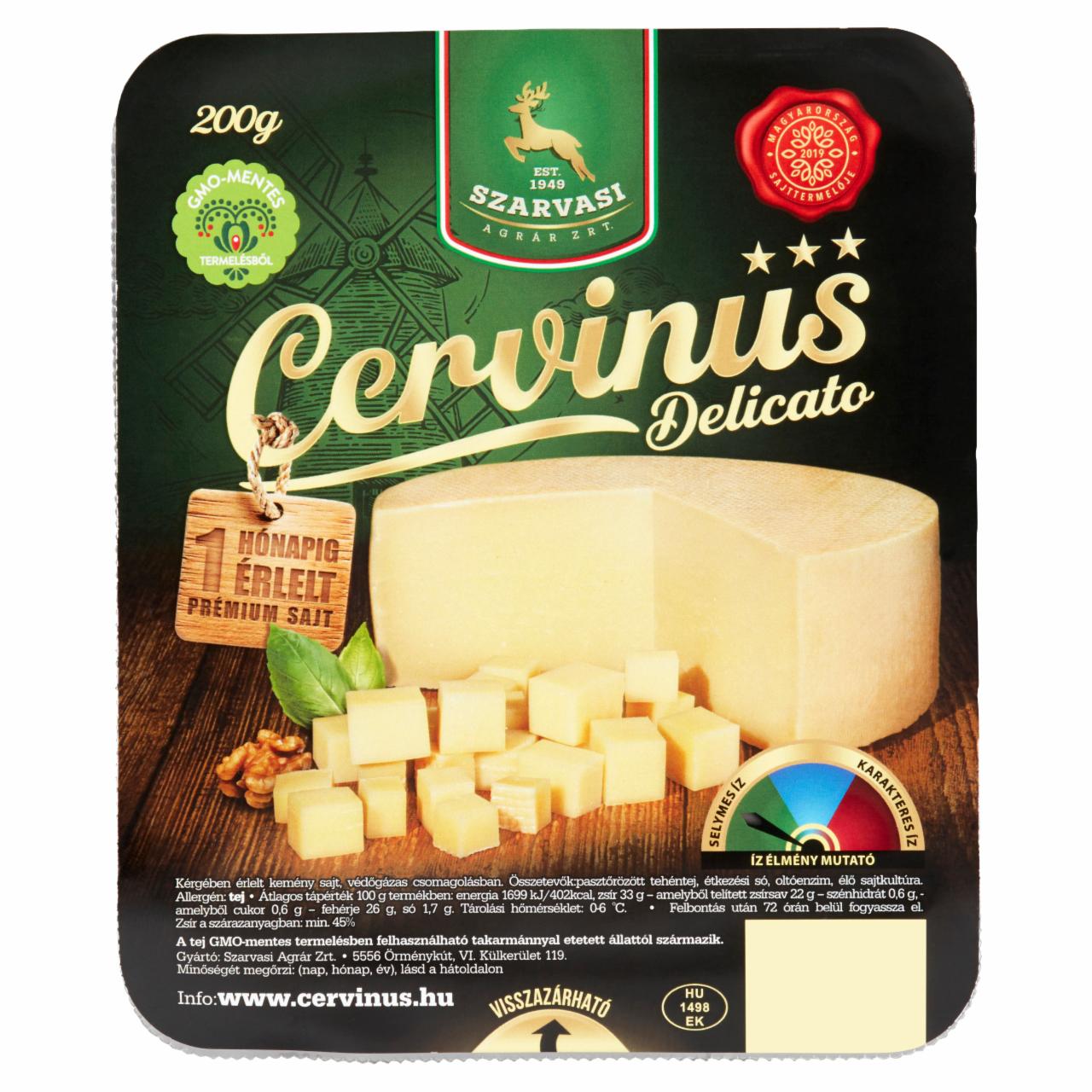 Képek - Szarvasi Cervinus Delicato kérgében érlelt kemény sajt 200 g