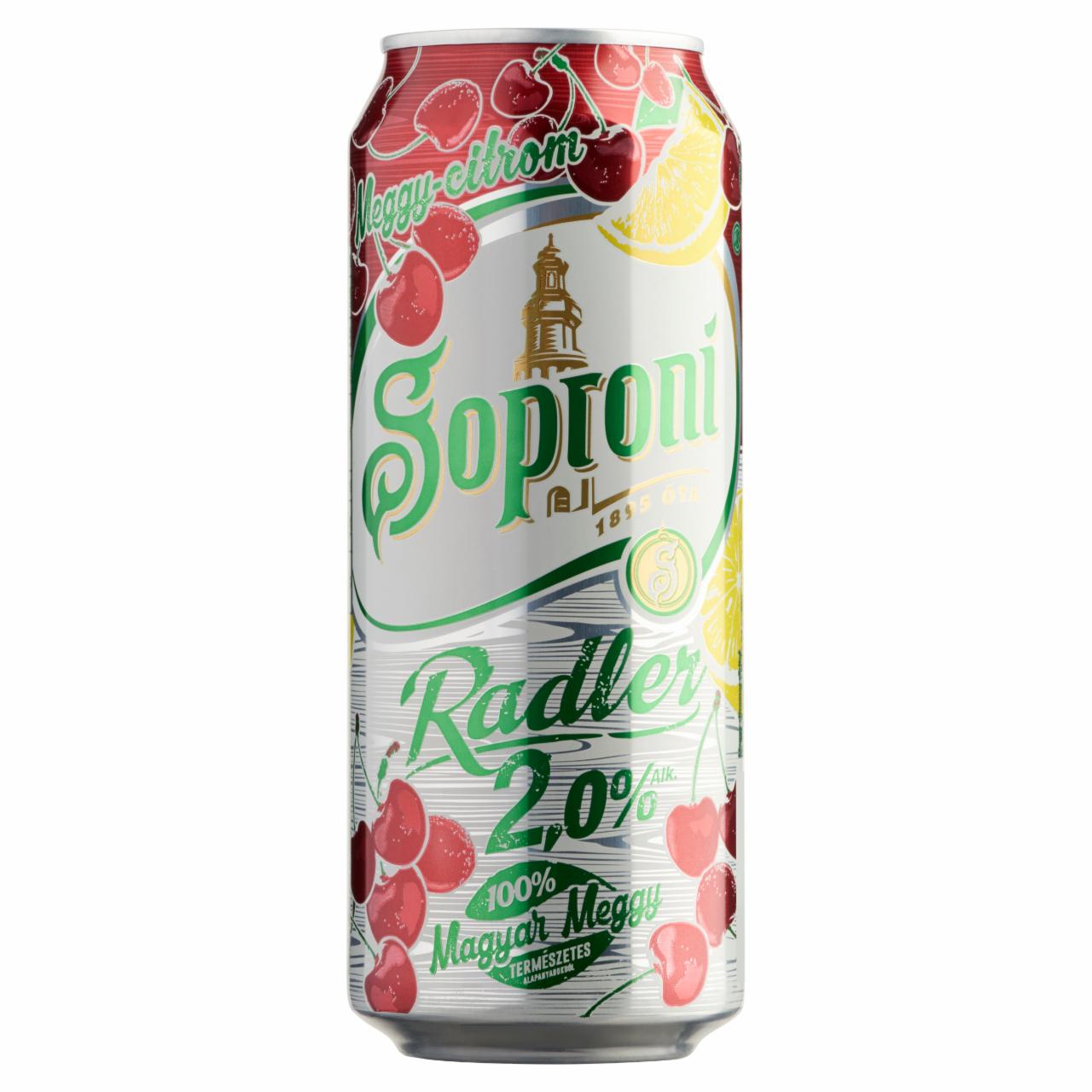 Képek - Soproni Radler meggy-citromos sörital 2% 0,5 l doboz