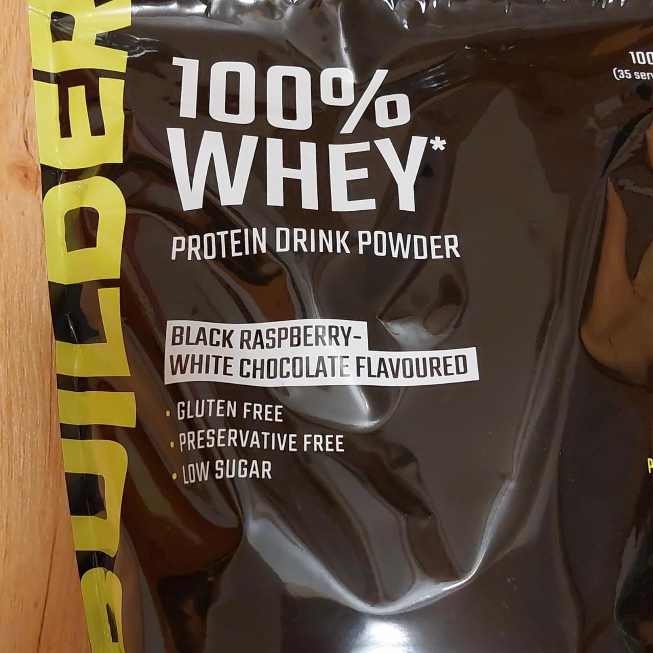 Képek - 100% whey Fekete málna - fehér csokoládé ízesítésű fehérje Builder