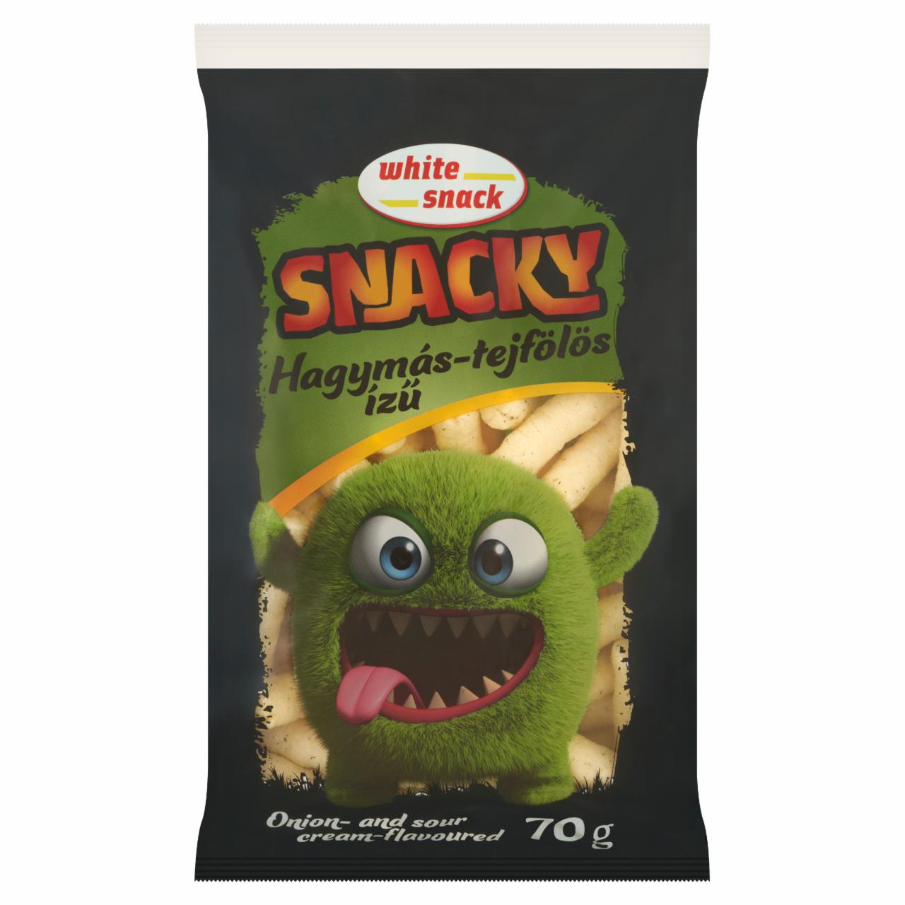 Képek - White Snack Snacky hagymás-tejfölös ízű extrudált kukoricarudacska 70 g