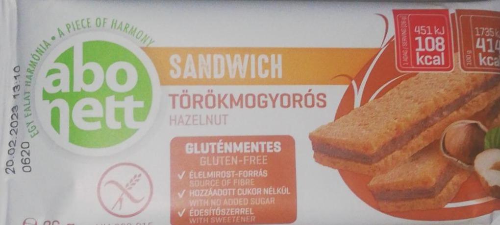 Képek - Abonett gluténmentes mogyorós szendvics édesítőszerrel 26 g