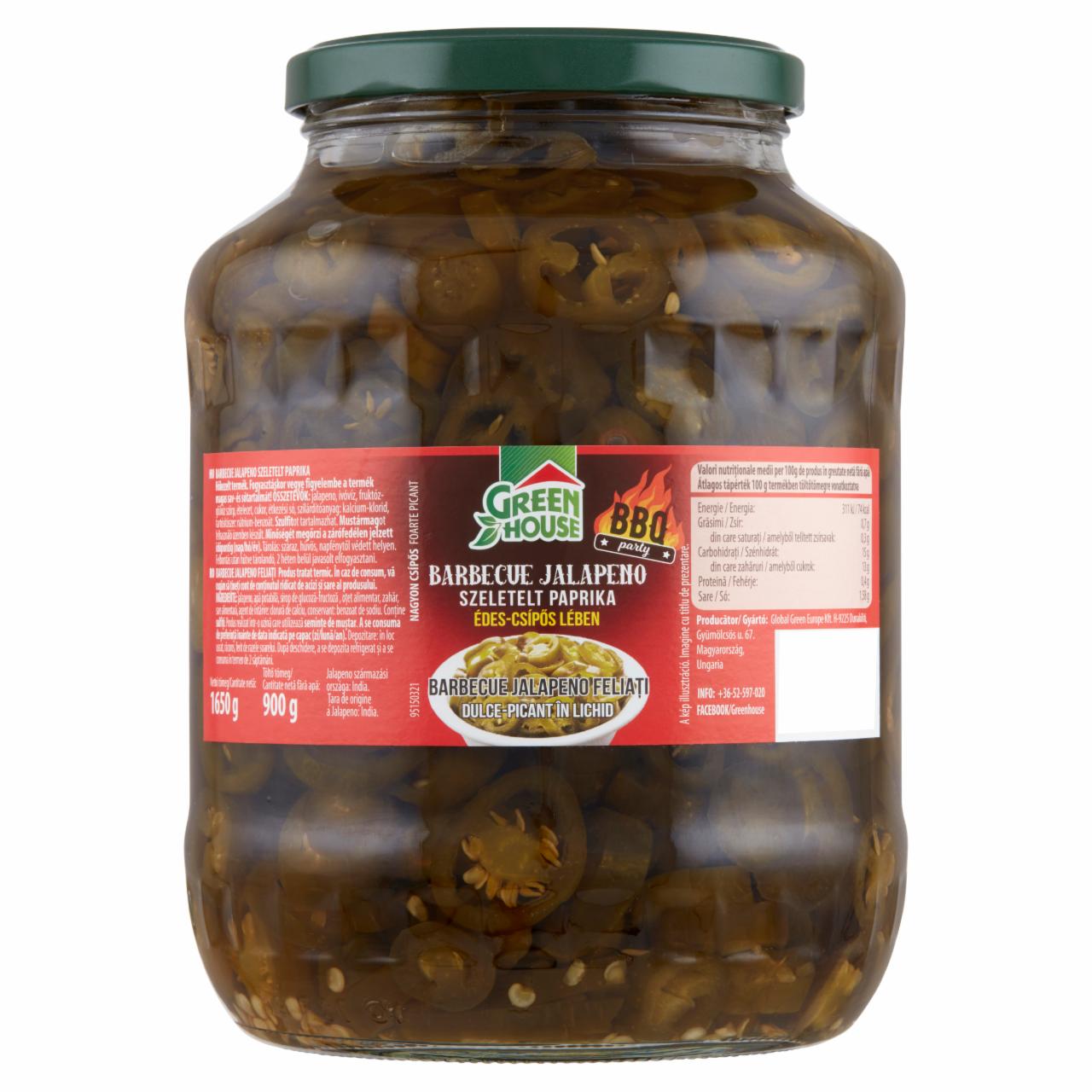 Képek - Green House barbecue jalapeno szeletelt paprika édes-csípős lében 1650 g