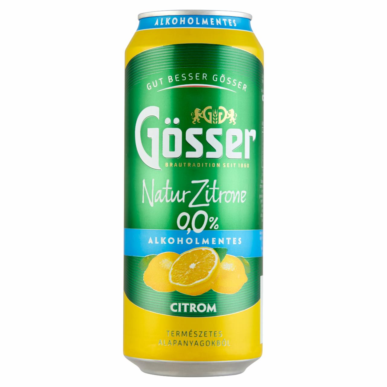 Képek - Gösser Natur Zitrone citromos alkoholmentes sörital 0% 0,5 l doboz
