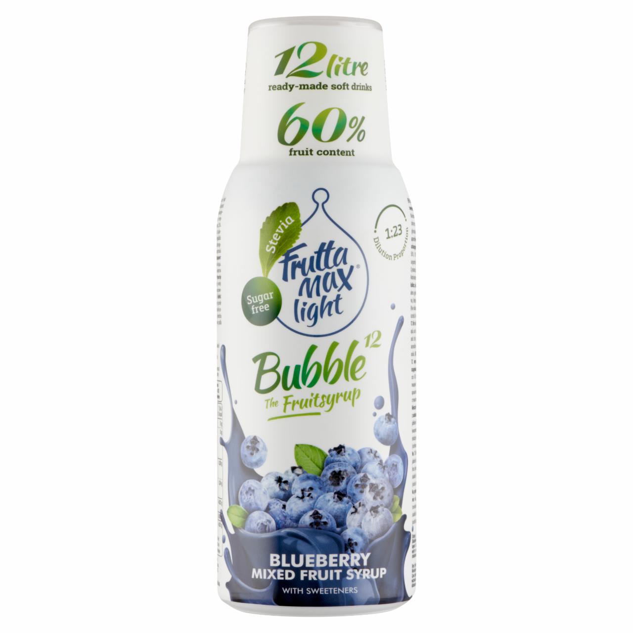 Képek - FruttaMax Bubble¹² Light áfonya vegyes gyümölcsszörp édesítőszerekkel 500 ml