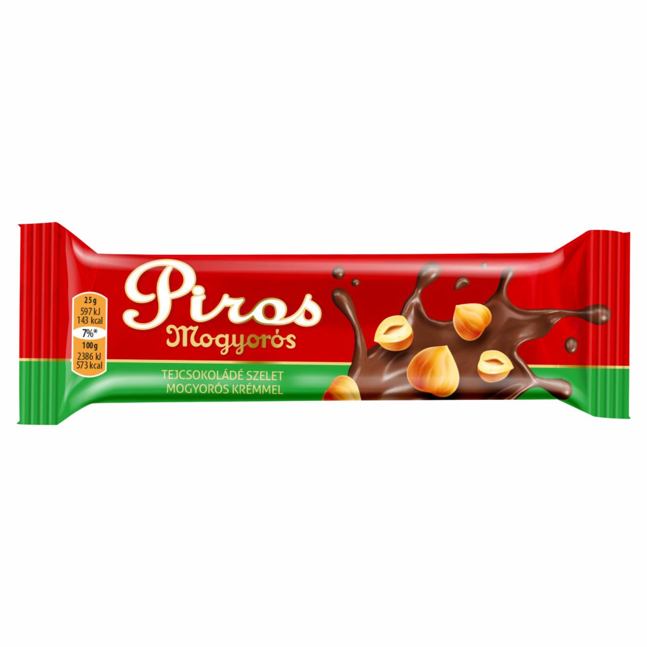 Képek - Piros Mogyorós tejcsokoládé szelet mogyorós krémmel 25 g