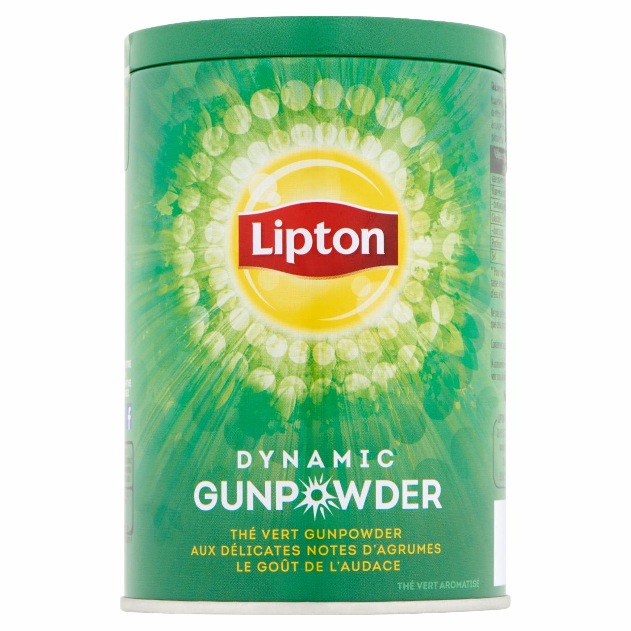 Képek - Lipton Dynamic Gunpowder citrus ízesítésű szálas zöld tea fémdobozban 100 g