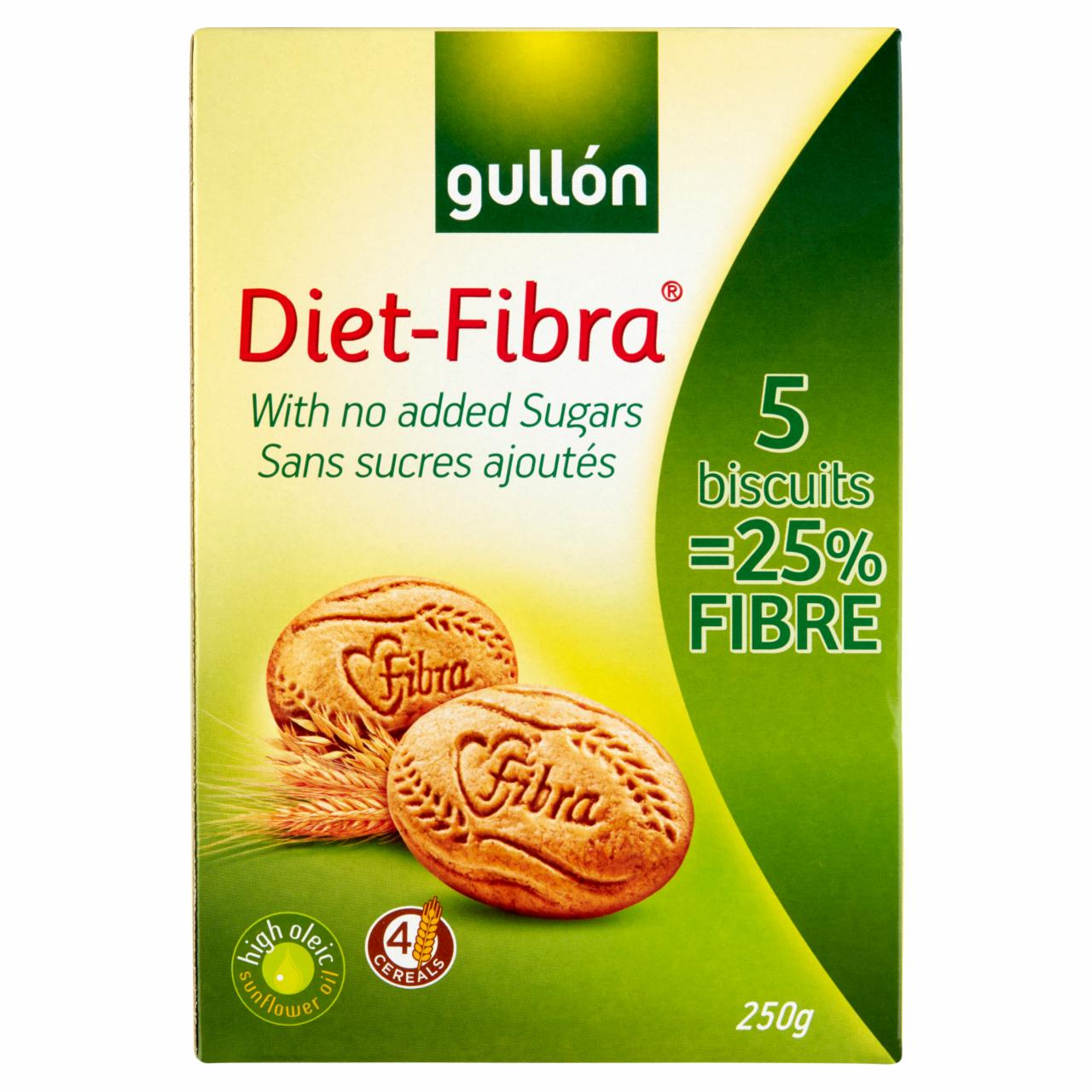 Képek - Gullón Diet-Fibra élelmi rostban gazdag keksz, hozzáadott cukor nélkül édesítőszerrel 250 g