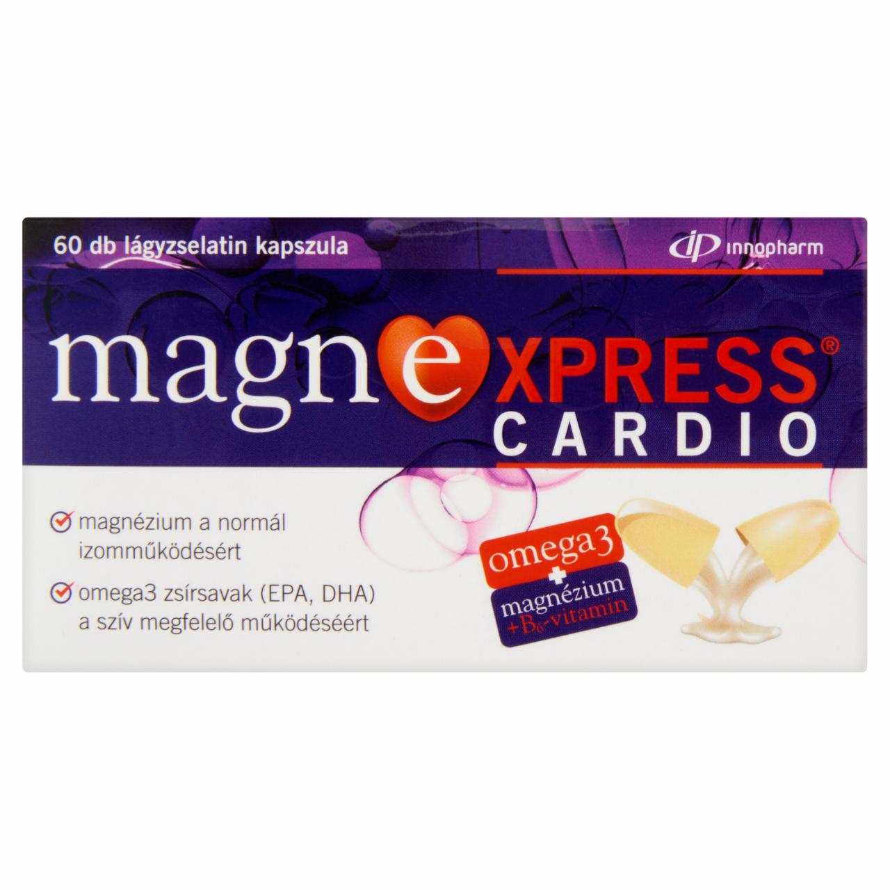 Képek - MagnExpress Cardio Magnézium + Halolaj étrend-kiegészítő lágyzselatin kapszula 60 db 75 g