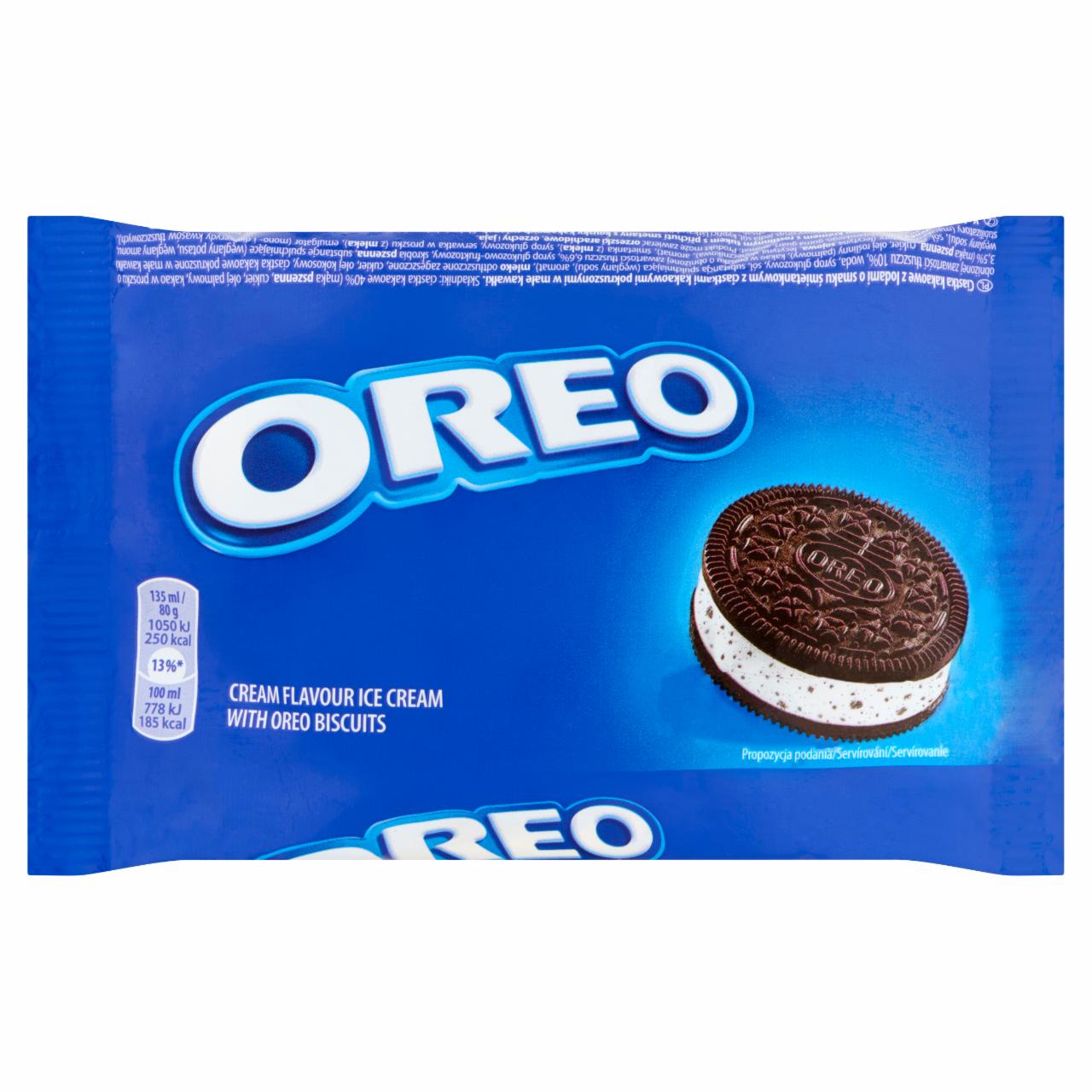 Képek - Oreo vanília ízű jégkrémmel és kakaós kekszdarabokkal töltött kakaós keksz-szendvics 135 ml