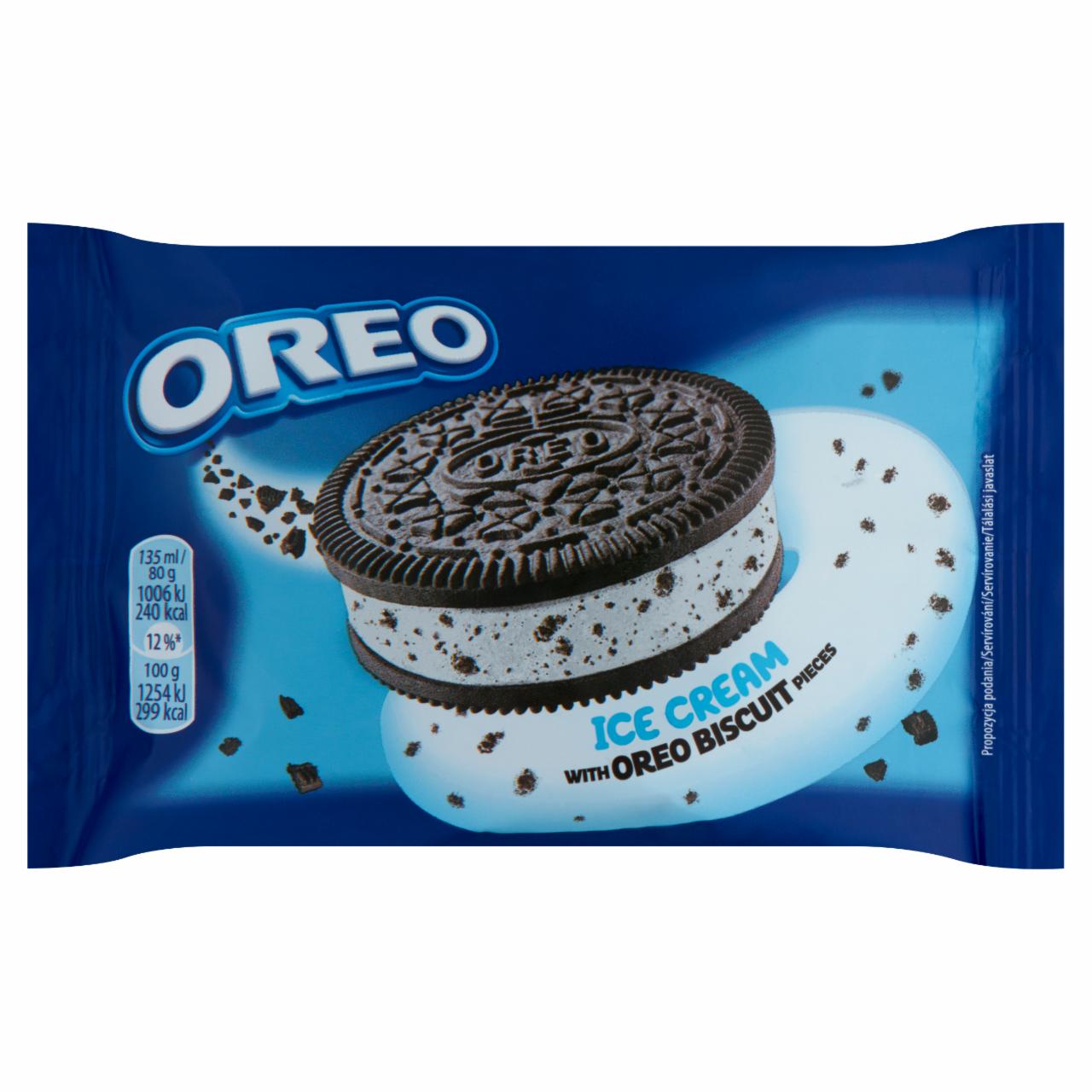 Képek - Oreo vanília ízű jégkrémmel és kakaós kekszdarabokkal töltött kakaós keksz-szendvics 135 ml