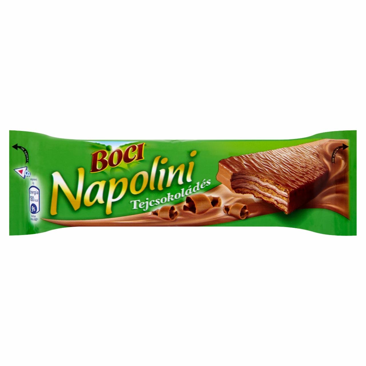 Képek - Boci Napolini tejcsokoládéval mártott, kakaós krémmel töltött ostya 33 g