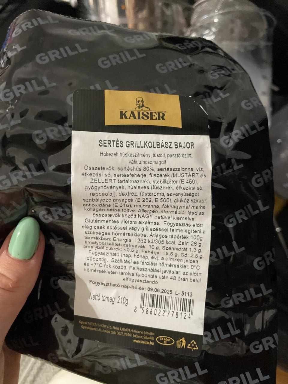 Képek - Sertés grillkolbász bajor Kaiser