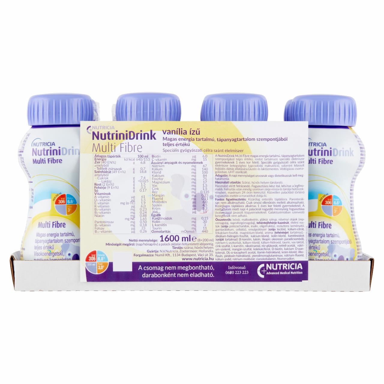 Képek - NutriniDrink Multi Fibre vanília speciális gyógyászati célra szánt élelmiszer 8 x 200 ml (1600 ml)