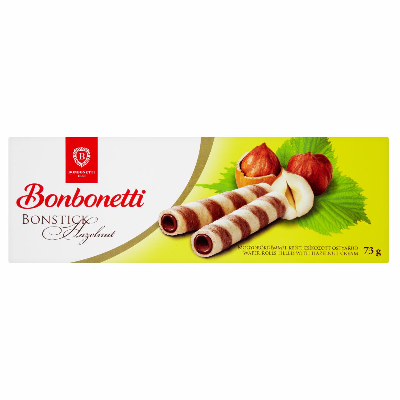 Képek - Bonbonetti Bonstick mogyorókrémmel kent csíkozott ostyarúd 73 g
