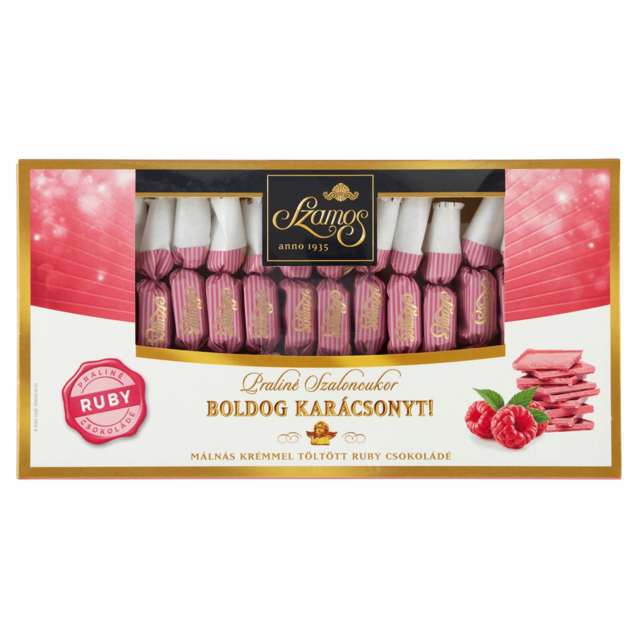 Képek - Szamos málnás krémmel töltött ruby csokoládé praliné szaloncukor 140 g