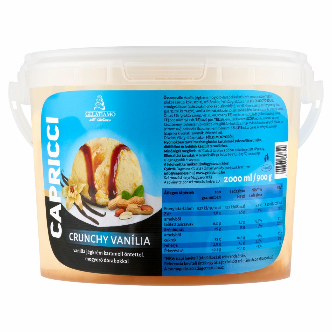 Képek - Gelatiamo Capricci Crunchy Vanília vanília jégkrém karamell öntettel, mogyoró darabokkal 2000 ml