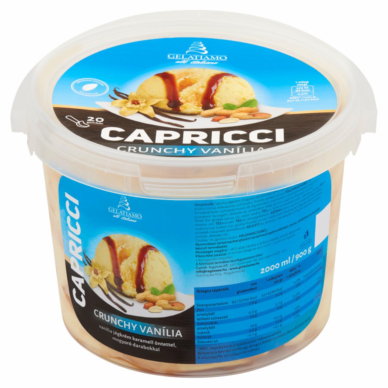 Képek - Gelatiamo Capricci Crunchy Vanília vanília jégkrém karamell öntettel, mogyoró darabokkal 2000 ml