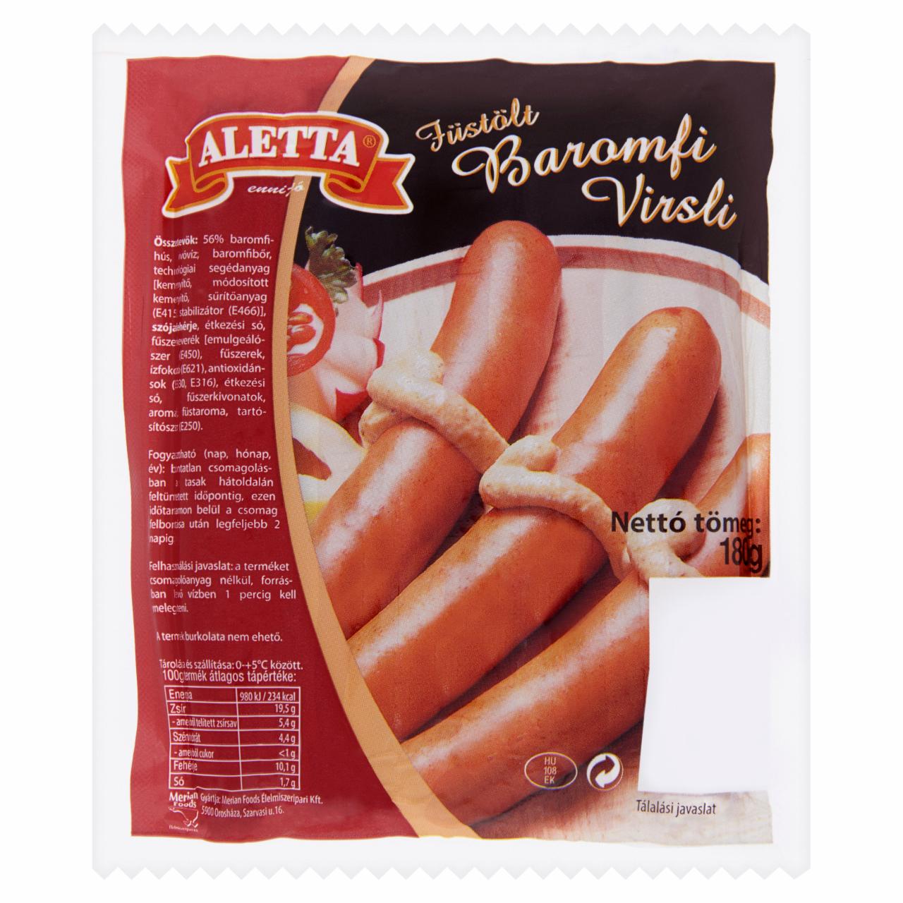 Képek - Aletta füstölt baromfi virsli 180 g