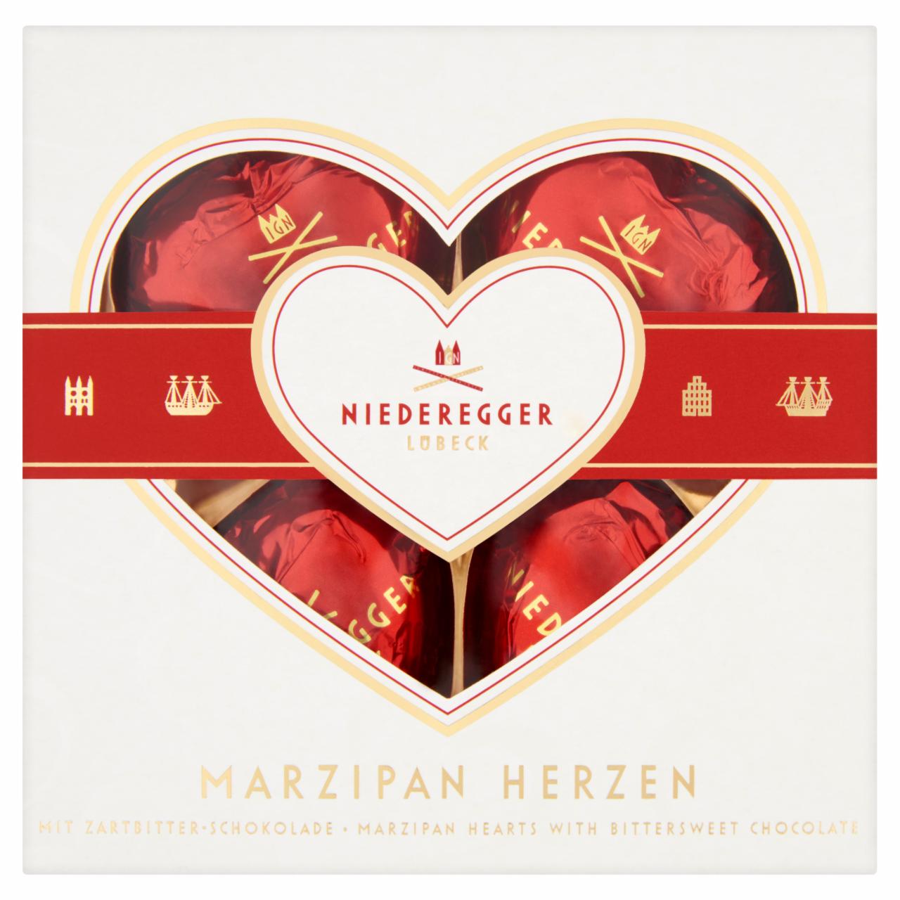 Képek - Niederegger prémium marcipán szívek étcsokoládéból, marcipán töltelékkel 50 g