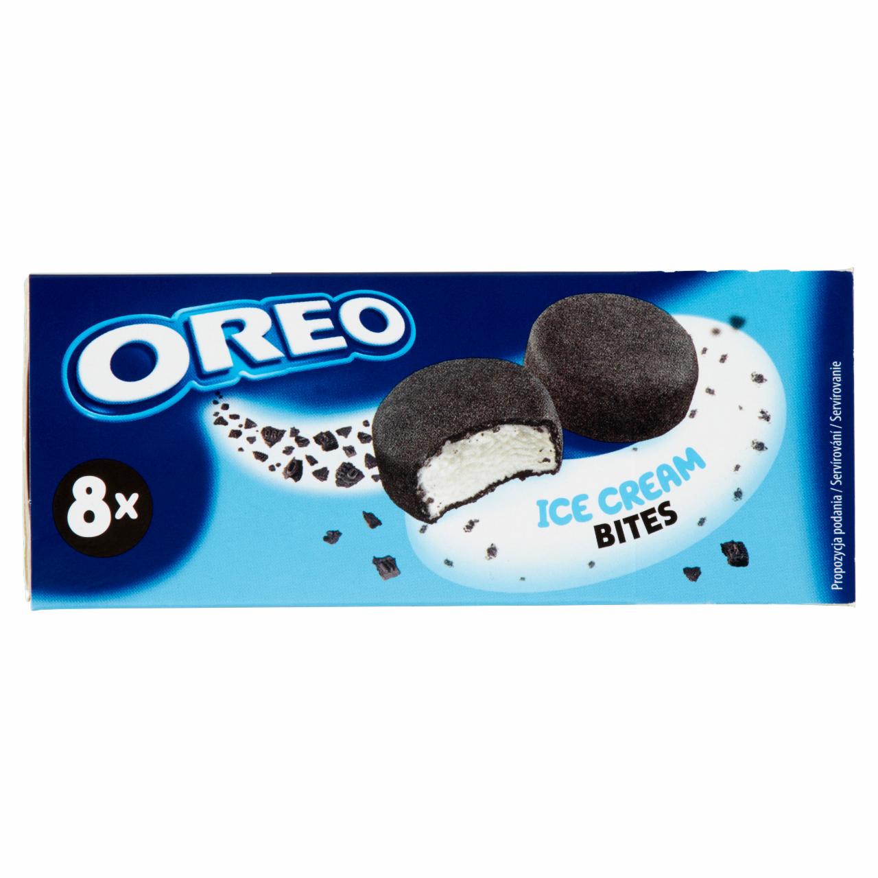 Képek - Oreo Ice Cream Bites vanília ízű jégkrém kakaós kekszdarabkákkal, vanília ízű töltelékkel 8 db 80 ml