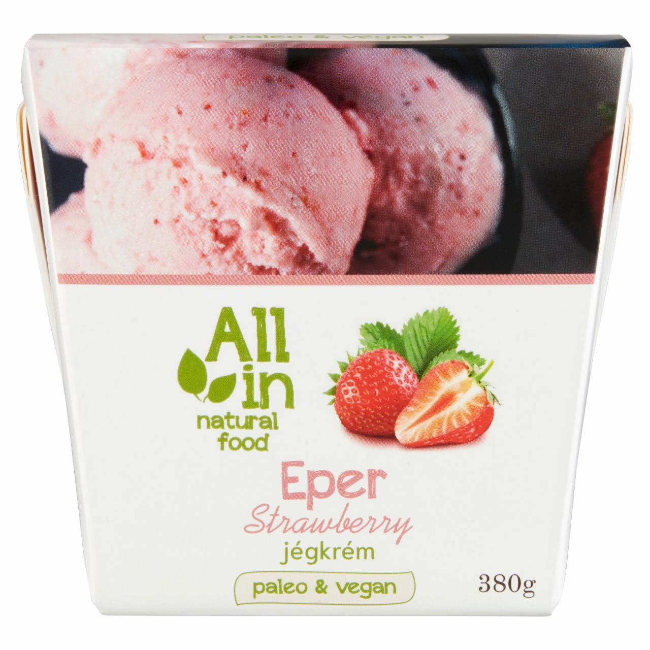 Képek - All in natural food eper jégkrém 380 g