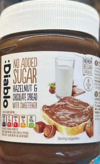 Képek - Diablo mogyorós csokoládé krém hozzáadott cukor nélkül, édesítőszerrel 350 g